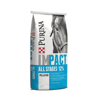 Purina Impact All Stages 12:6 Pelleted Horse Feed 12% Protein & 6% Added Fat 50 Pound (50 LB) Bag