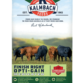 Kalmbach Feeds 50 Pound (Pack of 1) Finish Right Opti Gain Feed for Beef and Cattle 50 lb Bag