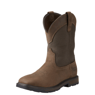 ARIAT Ballistic BrownPalm Brown 13 Ariat Groundbreaker Wide Square Toe Waterproof Steel Toe Work Boots - Mens Leather Country Work Boot