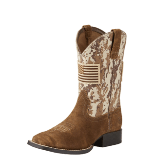 ARIAT Sand Camo PrintAntique Mocha 8 Big Kid Patriot Western Boot Antique Mocha Washed Suede/Sand Camo Print 8